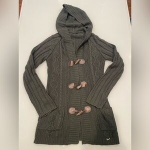 Cozy Hooded Knit Cardigan with Toggle Closures